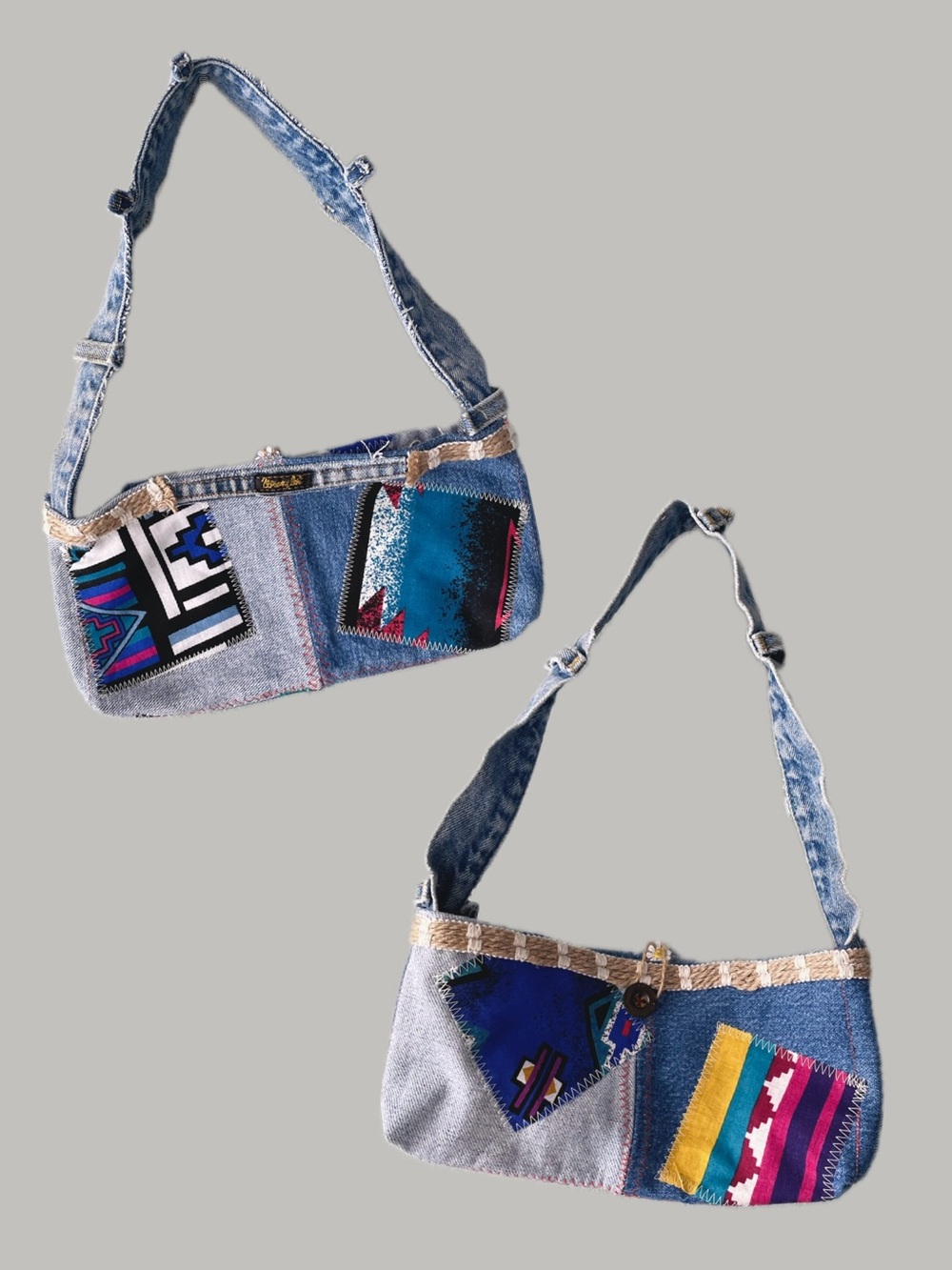 Handcrafted | Reworked Denim Jean Western Chic Patchwork Shoulder Bag Purse